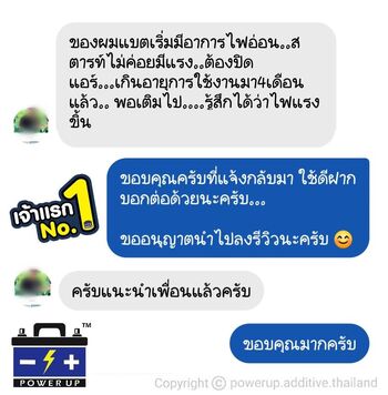 น้ำยาฟื้นฟูแบตเตอรี่ 2,200 รีวิว พาวเวอร์อัพของแท้ยี่ห้อแรก