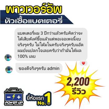 น้ำยาฟื้นฟูแบตเตอรี่ 2,200 รีวิว พาวเวอร์อัพของแท้ยี่ห้อแรก